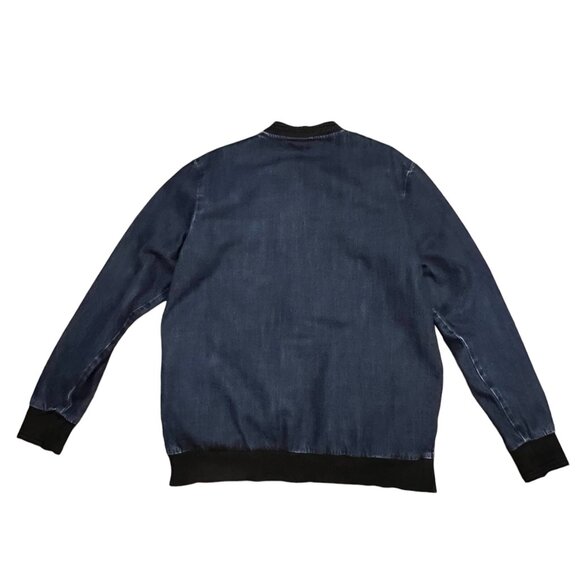 Puma Men's Baseball Collar Zip Front Denim Bomber Jacket, Blue XL - Picture 9 of 10